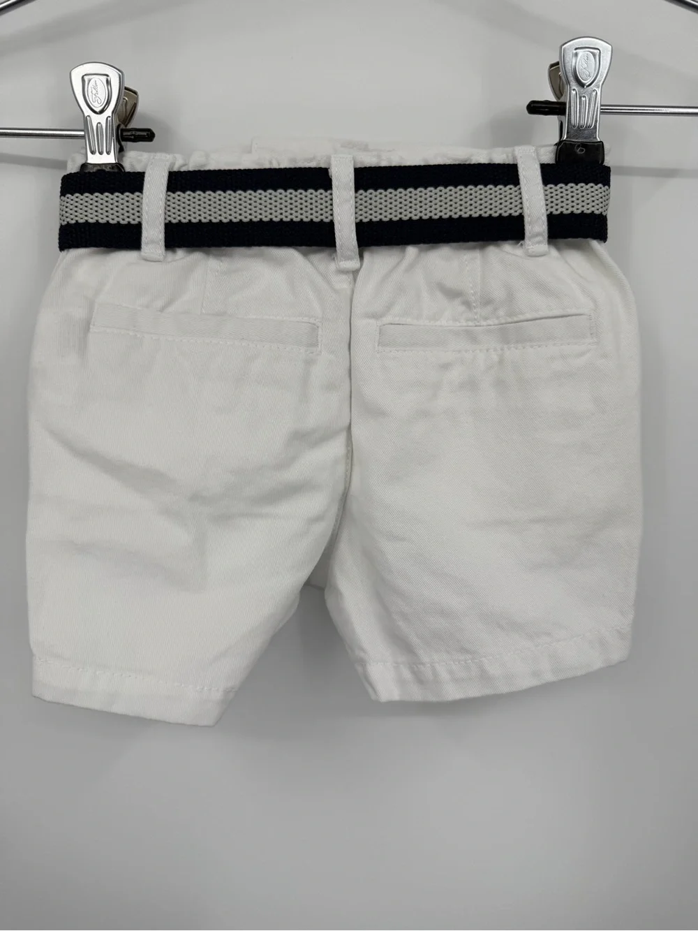 NWT The Children's Place White Chino Shorts with Navy & White Striped Belt